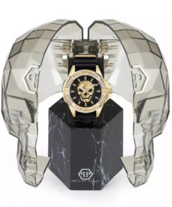 reloj philipp plein negro/dorado unisex análogo the $kull genderless pwnaa0122 – 41mm