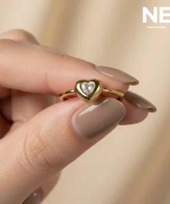 anillo corazon con diamante #02