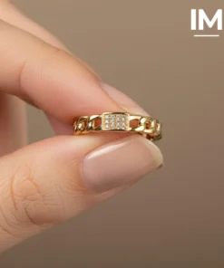 anillo tipo cubano con pave #01