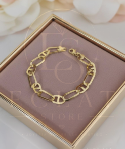 pulsera de eslabones ovalados con detalle central