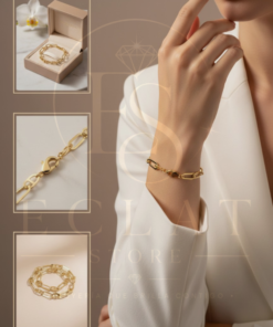 pulsera de eslabones ovalados con detalle central