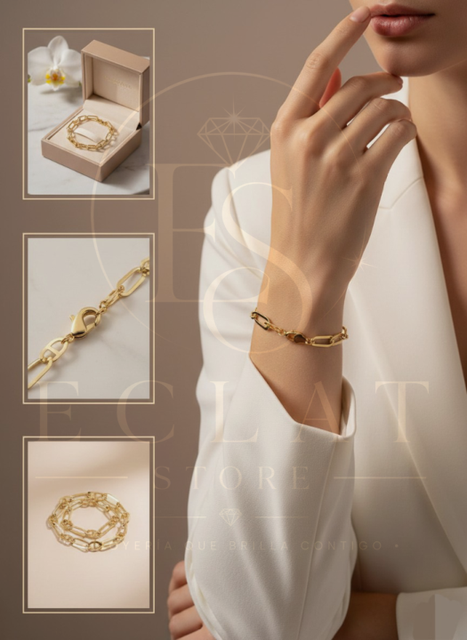 pulsera de eslabones ovalados con detalle central pulsera de eslabones ovalados con detalle central