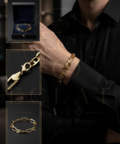 pulsera de eslabones ovalados con dijes pequeños