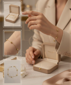 pulsera delgada con esferas doradas