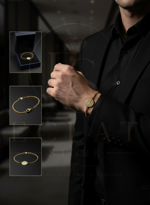 pulsera delgada con medalla de san benito pulsera delgada con medalla de san benito
