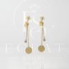 aretes largos con dije circular plano
