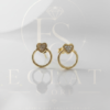 aretes tipo topo con diseño de corazón pequeño y aro trenzado