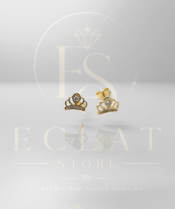 aretes tipo topo con diseño de flor y circonias